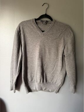 Giorgiolini XL Gray Merino Wool V-Neck Sweater